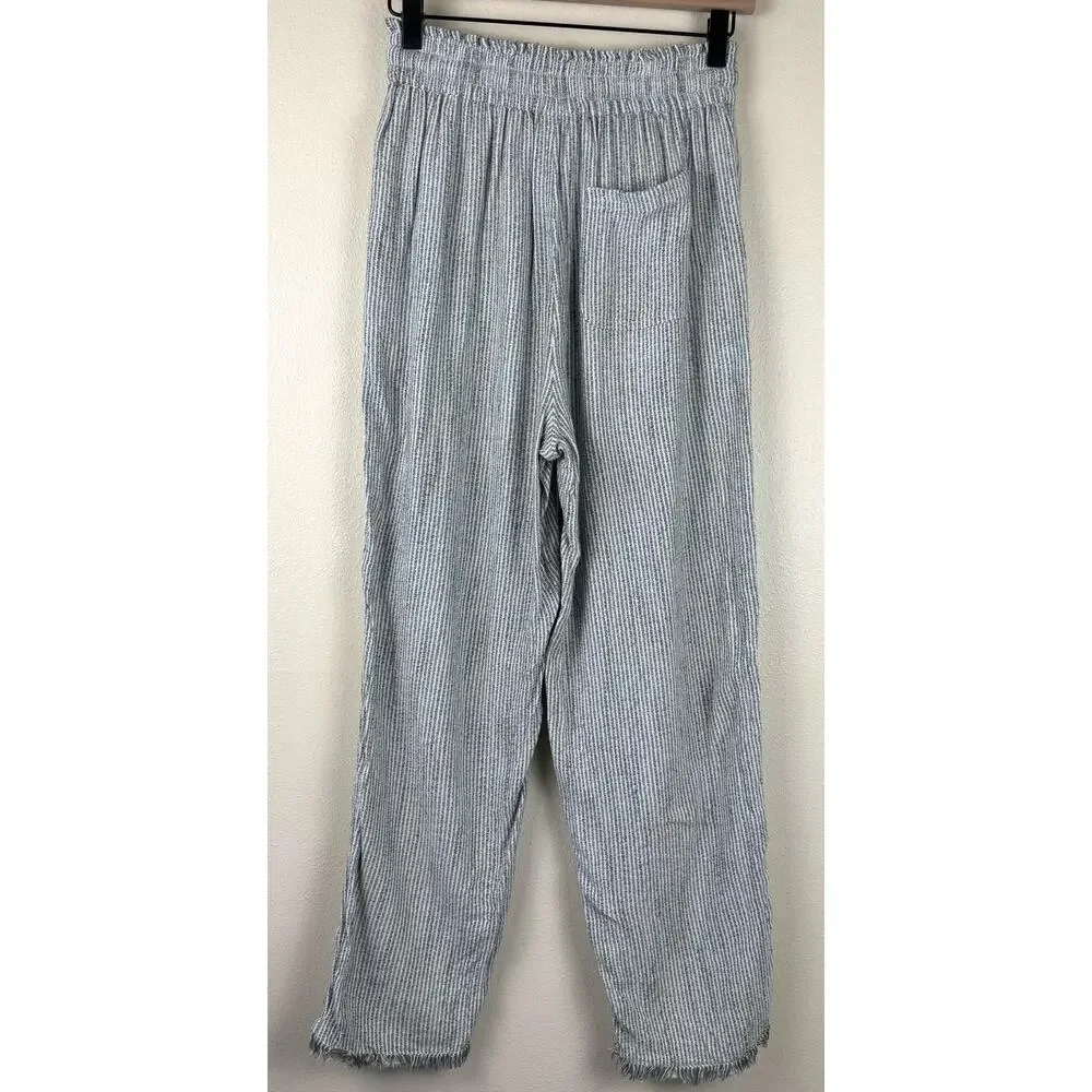 Aerie Real Good Gauze High Waisted Pant Size Small Pinstripe Blue & White - Picture 11 of 13